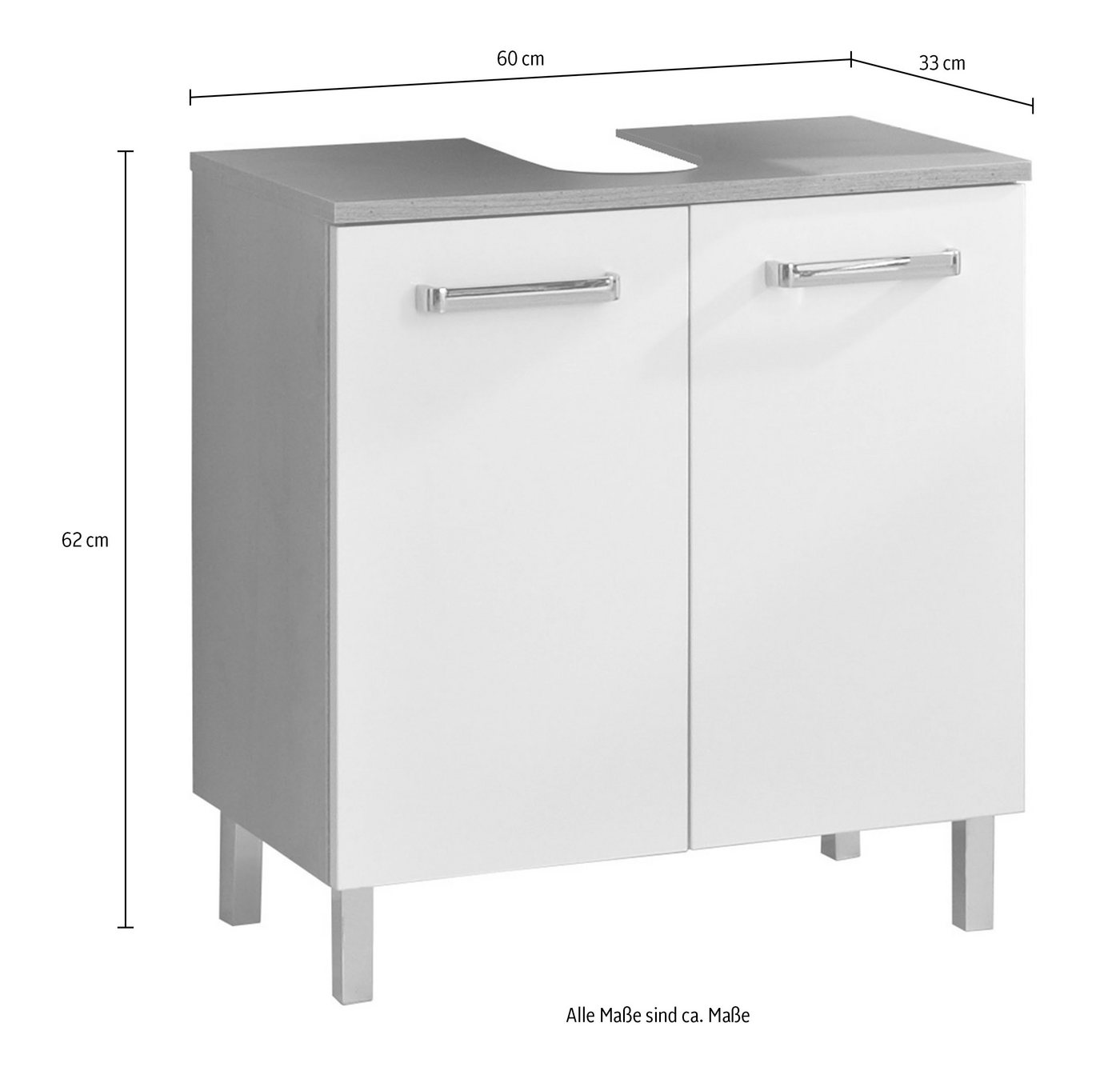 Saphir Waschbeckenunterschrank mit Siphonausschnitt