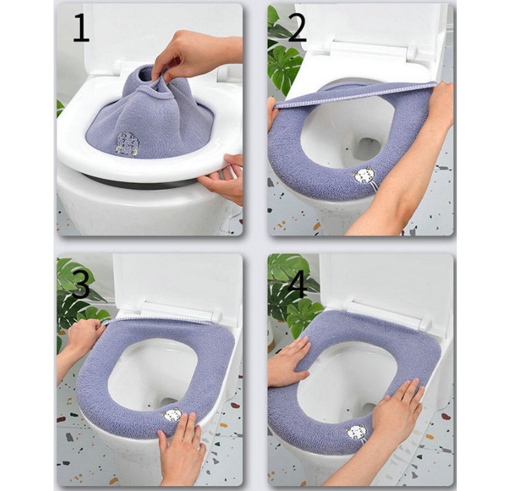 Coonoor Dusch-WC-Sitz 2 Stück Toilettensitzbezug Waschbar mit Griff weiche WC Deckelbezug Bild 3