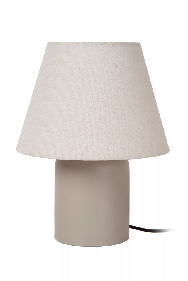 Licht-Erlebnisse Tischleuchte ORYNE, ohne Leuchtmittel, Stoff Keramik Ø 20 cm rund 27 cm Beige E14 Modern Keramikleuchte