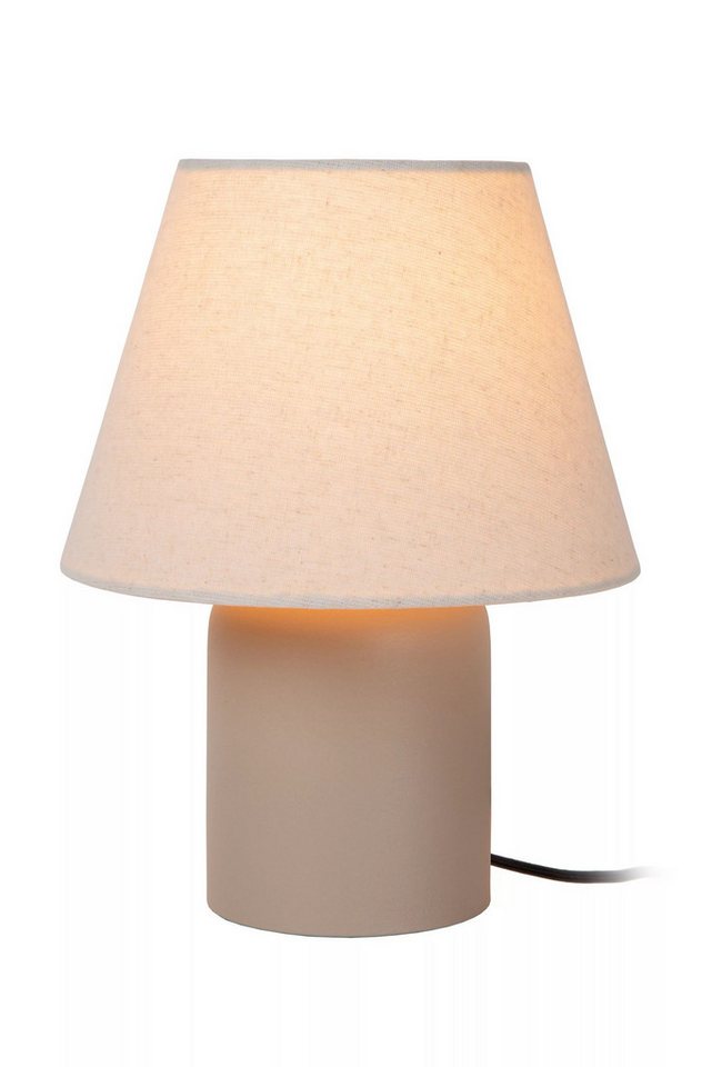 Licht-Erlebnisse Tischleuchte ORYNE, ohne Leuchtmittel, Stoff Keramik Ø 20 cm rund 27 cm Beige E14 Modern Keramikleuchte Bild 3