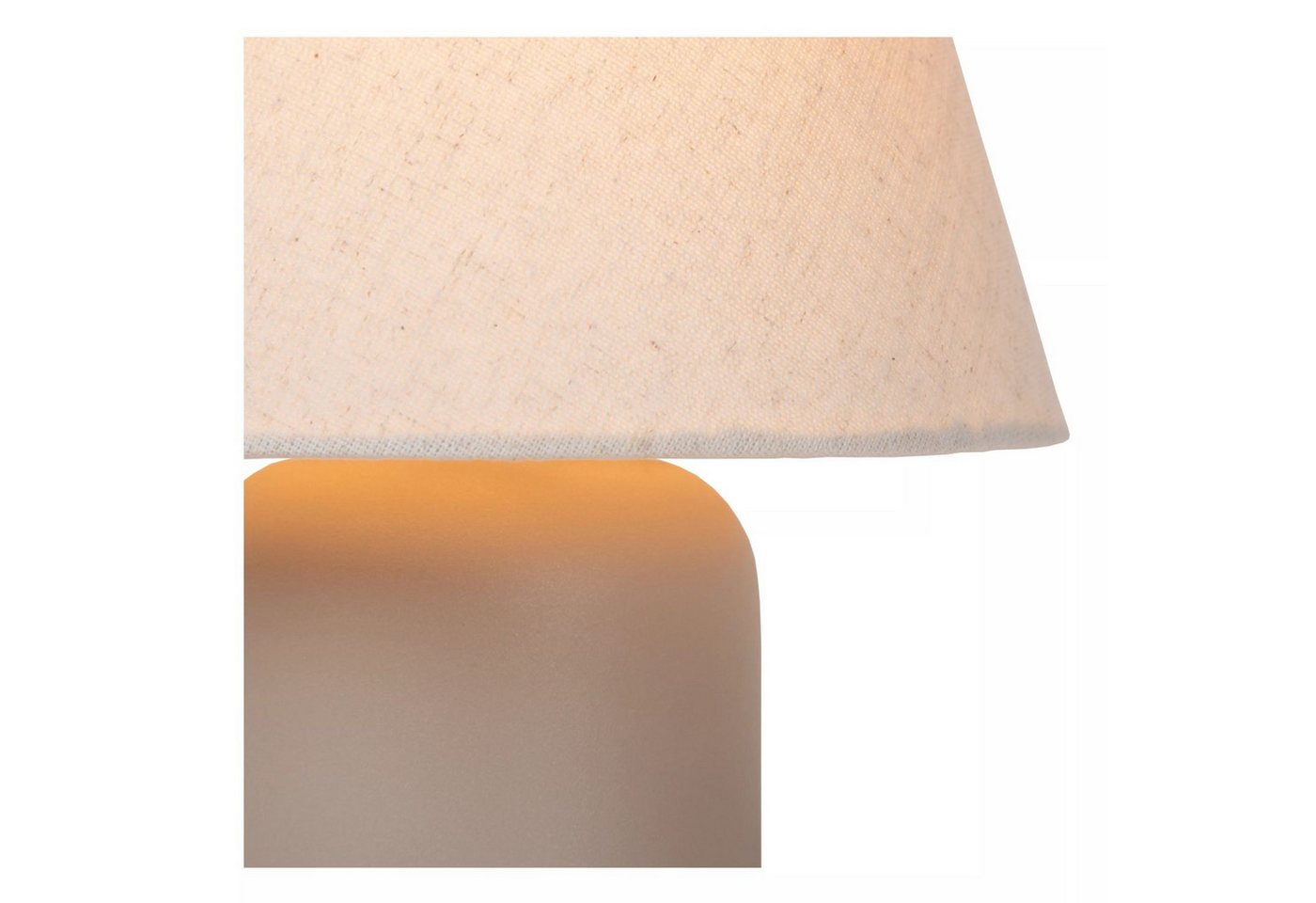 Licht-Erlebnisse Tischleuchte ORYNE, ohne Leuchtmittel, Stoff Keramik Ø 20 cm rund 27 cm Beige E14 Modern Keramikleuchte Bild 5
