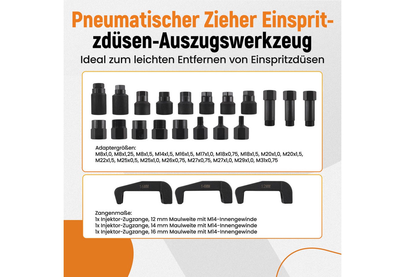 maXpeedingrods Reparatur-Set, Druckluft Abzieher Werkzeug for Mercedes VW BMW Injektoren Auszieher Bild 2