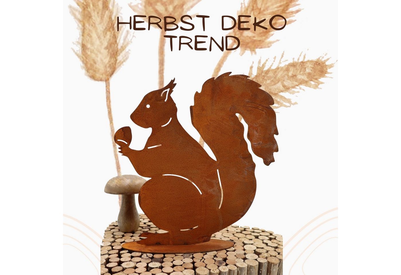 Rostikal Gartenfigur Eichhörnchen Figur Rost Deko, echter Rost Bild 2