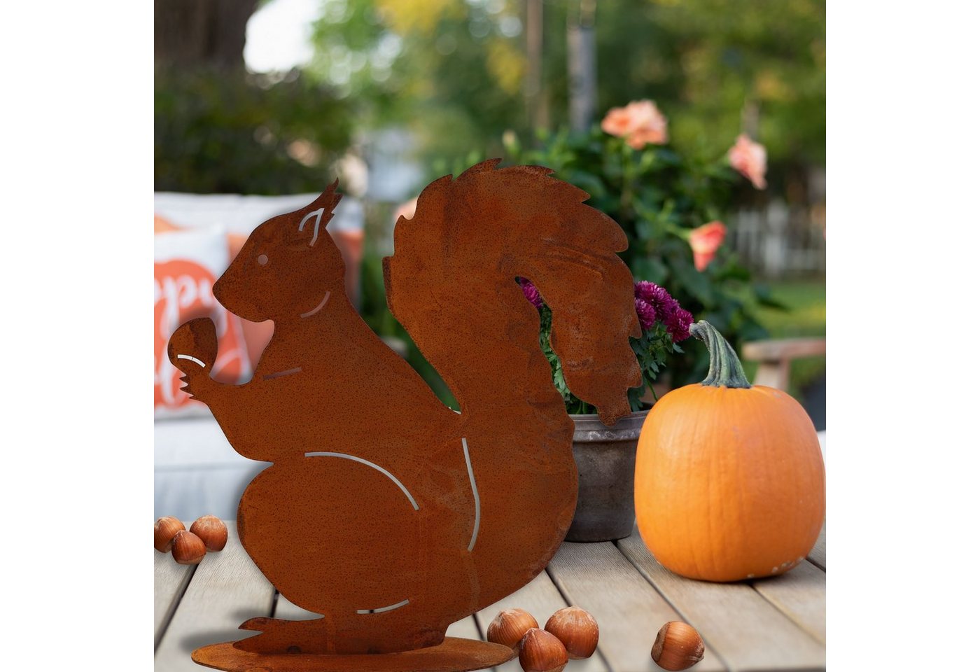 Rostikal Gartenfigur Eichhörnchen Figur Rost Deko, echter Rost Bild 5