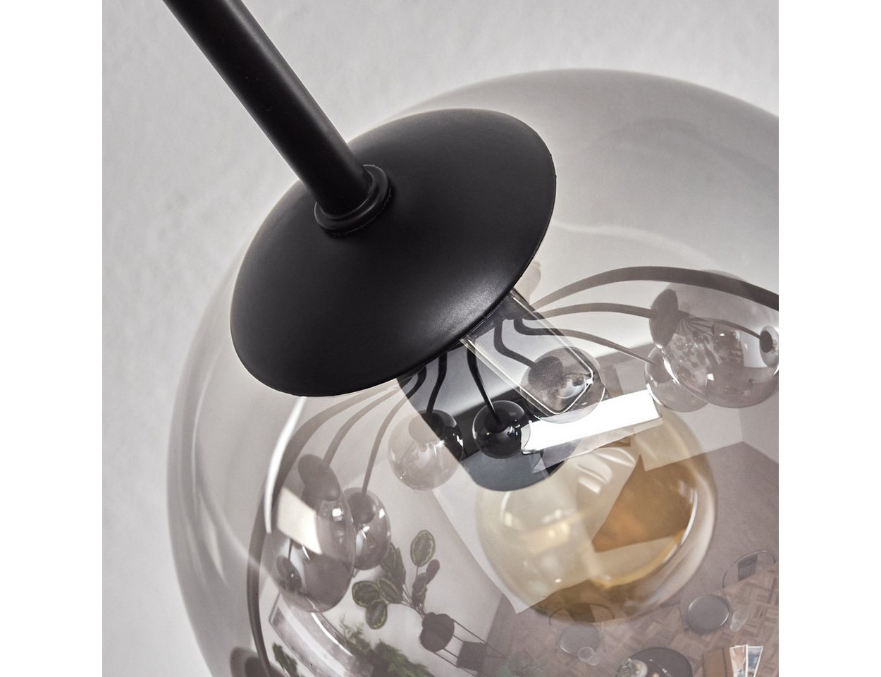 hofstein Deckenleuchte Deckenlampe aus Metall/Glas in Schwarz/Rauchfarben, ohne Leuchtmittel, modernes Design mit Glasschirm (15 cm), 10 x E14, ohne Leuchtmittel Bild 4