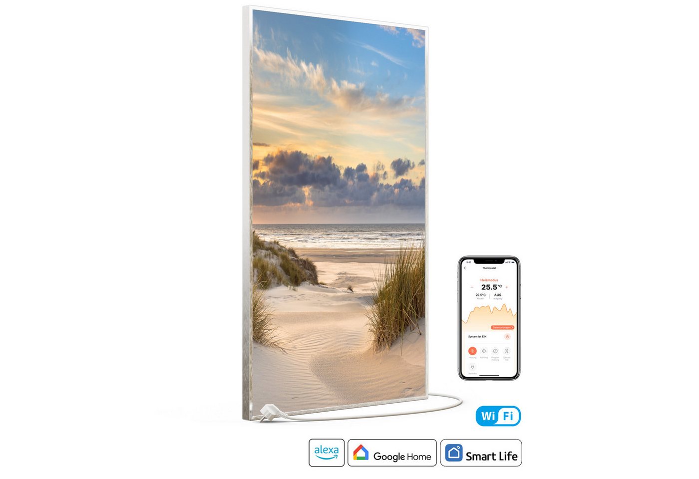 STEINFELD Heizsysteme Infrarotheizung Bild 600W, 100x60cm, Made in Germany, 7 Jahre Garantie, mit Thermostat, Silber Bild 2