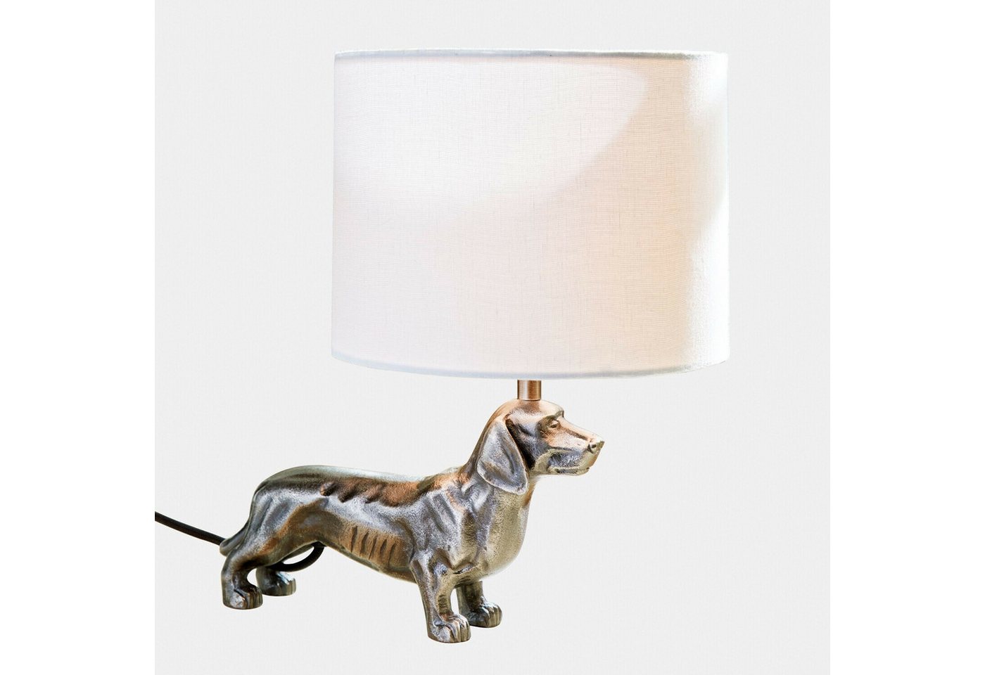 Mirabeau Tischleuchte Tischlampe Wendrel antiksilber/creme
