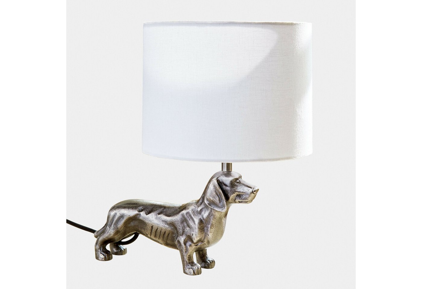 Mirabeau Tischleuchte Tischlampe Wendrel antiksilber/creme Bild 2