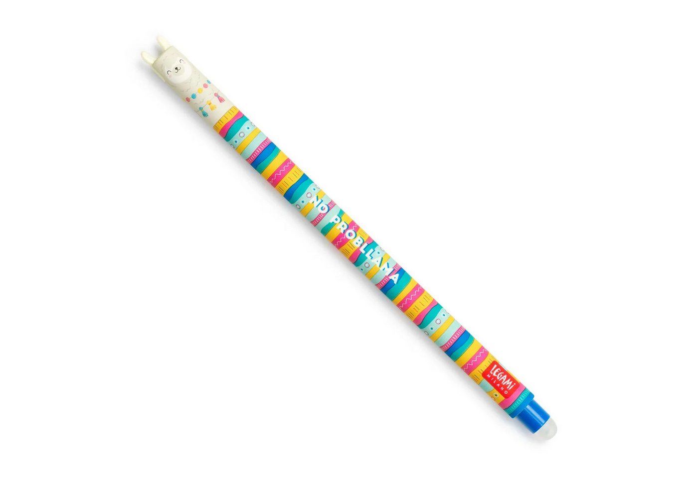 Legami Gelschreiber Löschbarer Gelstift Llama Blau - 0,7 mm Strichstärke, löschbar, wärmeempfindliche Tinte, integrierte Kunststoffkugel