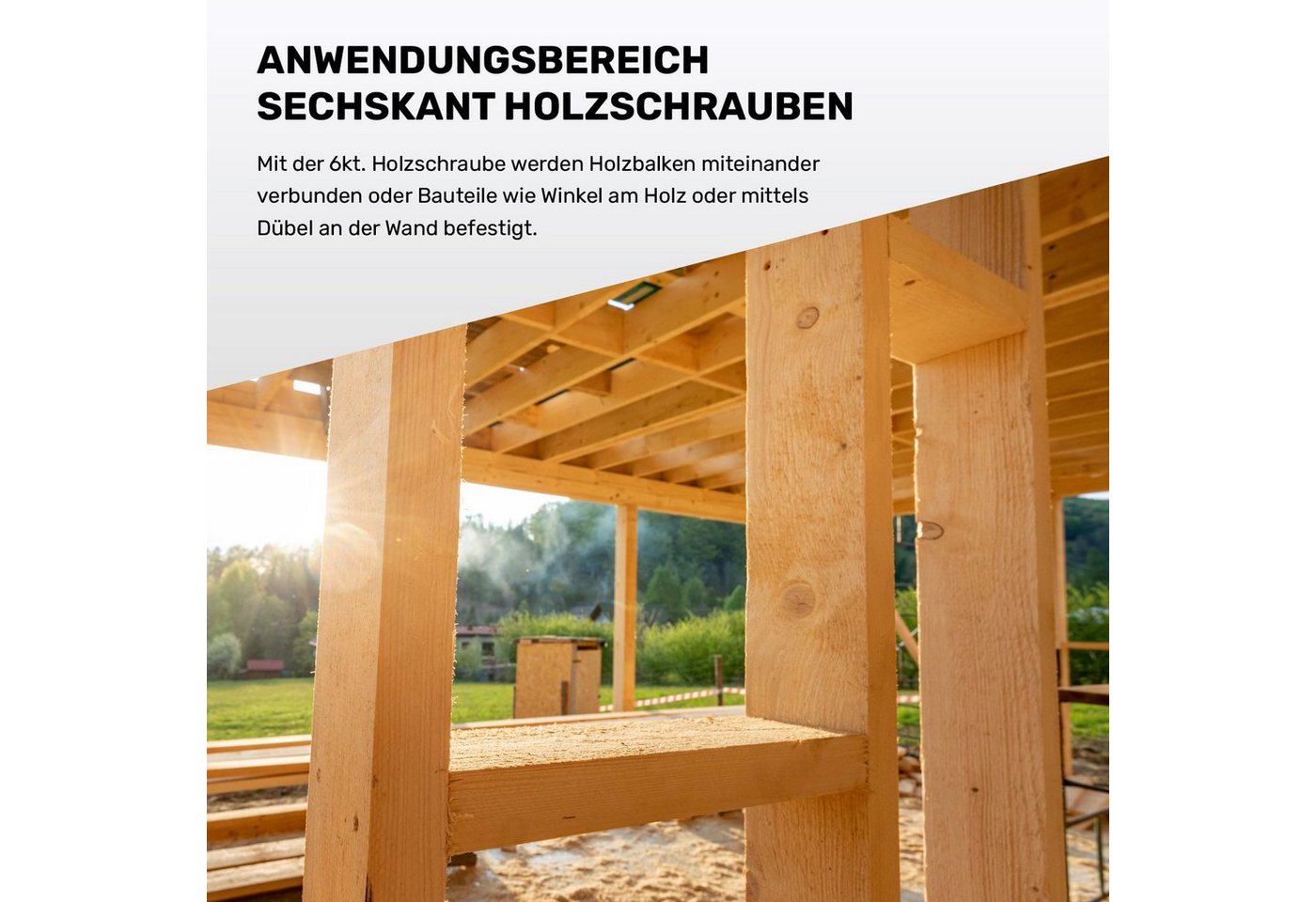 Sechskant-Holzschraube DIN 571 – Verzinkt, für Holzbau & Möbelmontage, Hohe Zugfestigkeit, (200 St), für Holzbau & Möbelmontage Bild 4