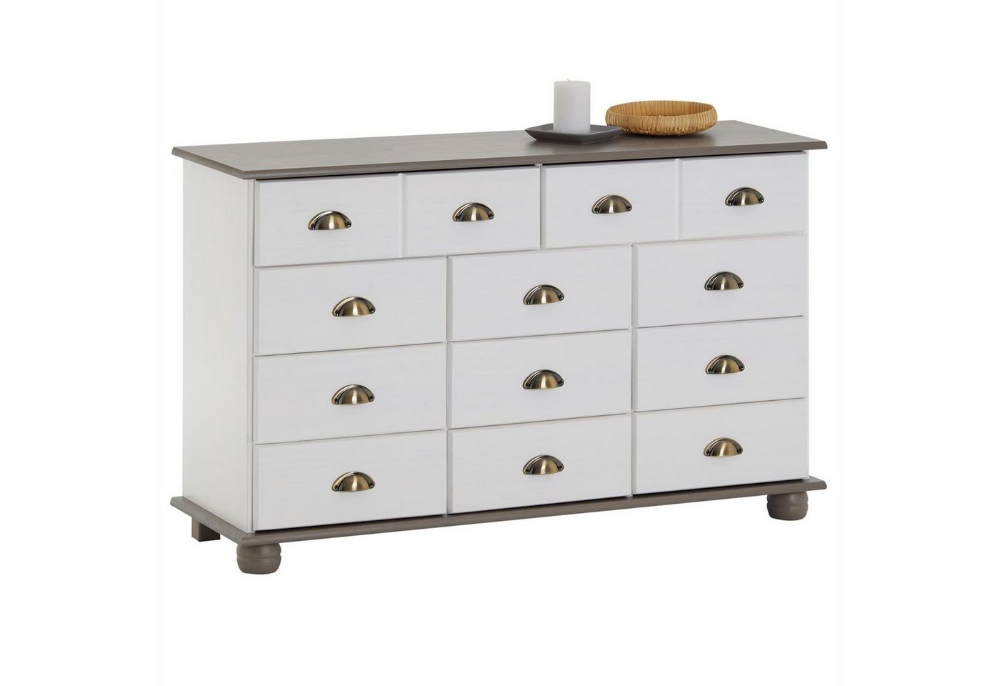 IDIMEX Apothekerschrank COLMAR Schubladenkommode mit Muschelgriff, Sideboard Massivholz weiß/taupe Bild 4