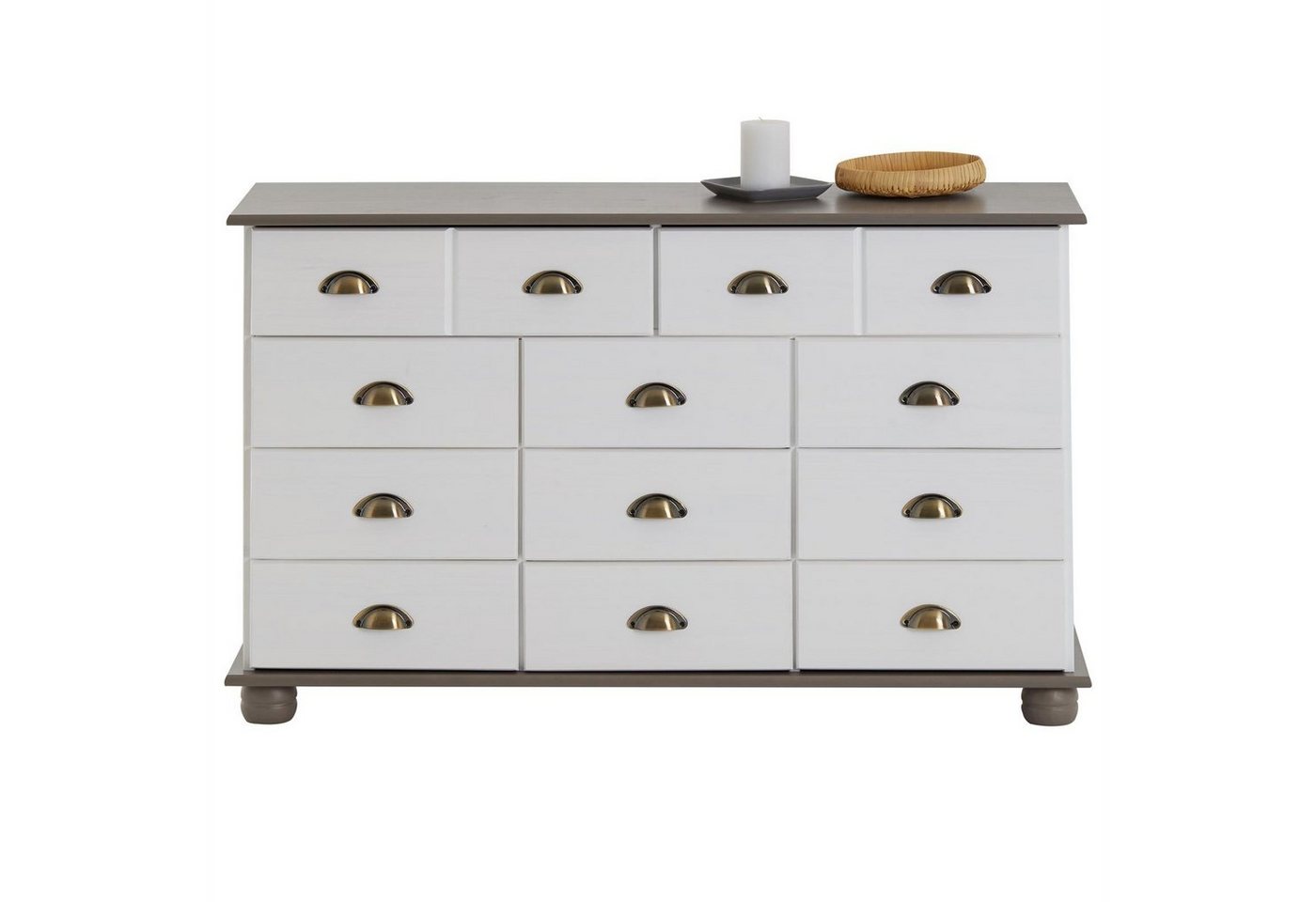 IDIMEX Apothekerschrank COLMAR Schubladenkommode mit Muschelgriff, Sideboard Massivholz weiß/taupe Bild 5