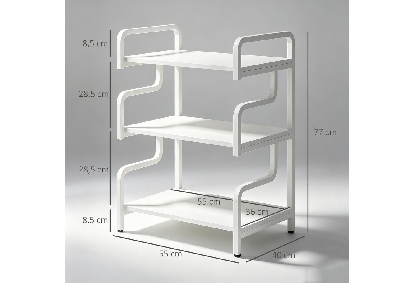 HOMCOM Regaleinsatz Druckertisch mit Stauraum (Set, 1 St., 1-tlg), 3 Ebenen, verstellbare Füße, Stahlrahmen Bild 2