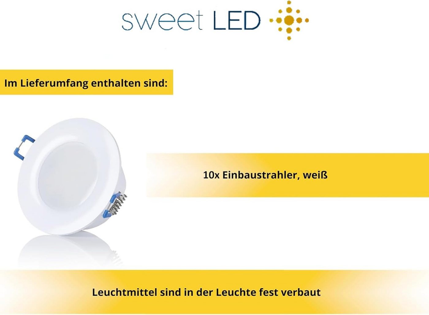 Sweet LED LED Einbaustrahler 10er SET IP44 CCT 230V LED Einbauspot flach 3000K 4000K 6500K Weiß, 3000K - 4000K - 6500K, Warmweiß - Neutralweiß - Kaltweiß, Deckenspots, Ø 85 mm, Einbauleuchten Bild 2