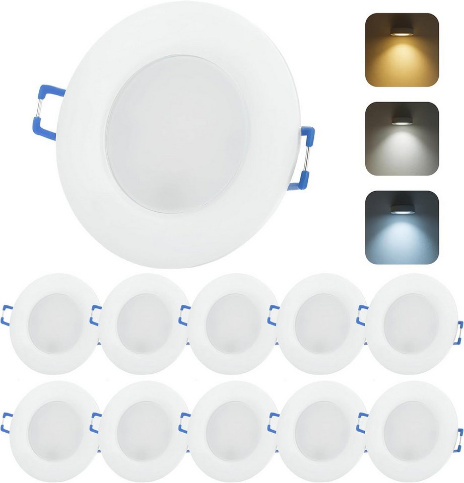 Sweet LED LED Einbaustrahler 10er SET IP44 CCT 230V LED Einbauspot flach 3000K 4000K 6500K Weiß, 3000K - 4000K - 6500K, Warmweiß - Neutralweiß - Kaltweiß, Deckenspots, Ø 85 mm, Einbauleuchten Bild 3