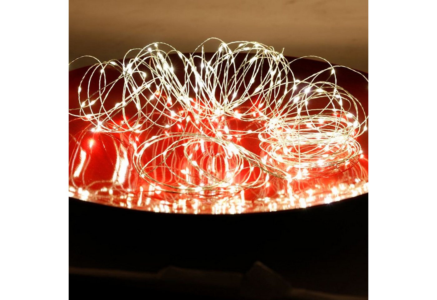 New Home Lichterkette LED-Drahtlichterkette mit Timer 21,9m 200 Micro-LEDs Warmweiß Deko