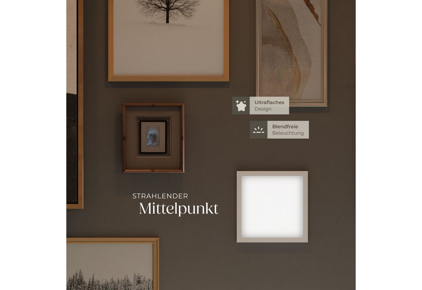 tectake Deckenleuchten LED Panel ultraflach, warmweiß, blendfrei, vielseitig, pulverbeschichteter Stahl, rechteckiges Design, inkl. Montageanleitung Bild 3
