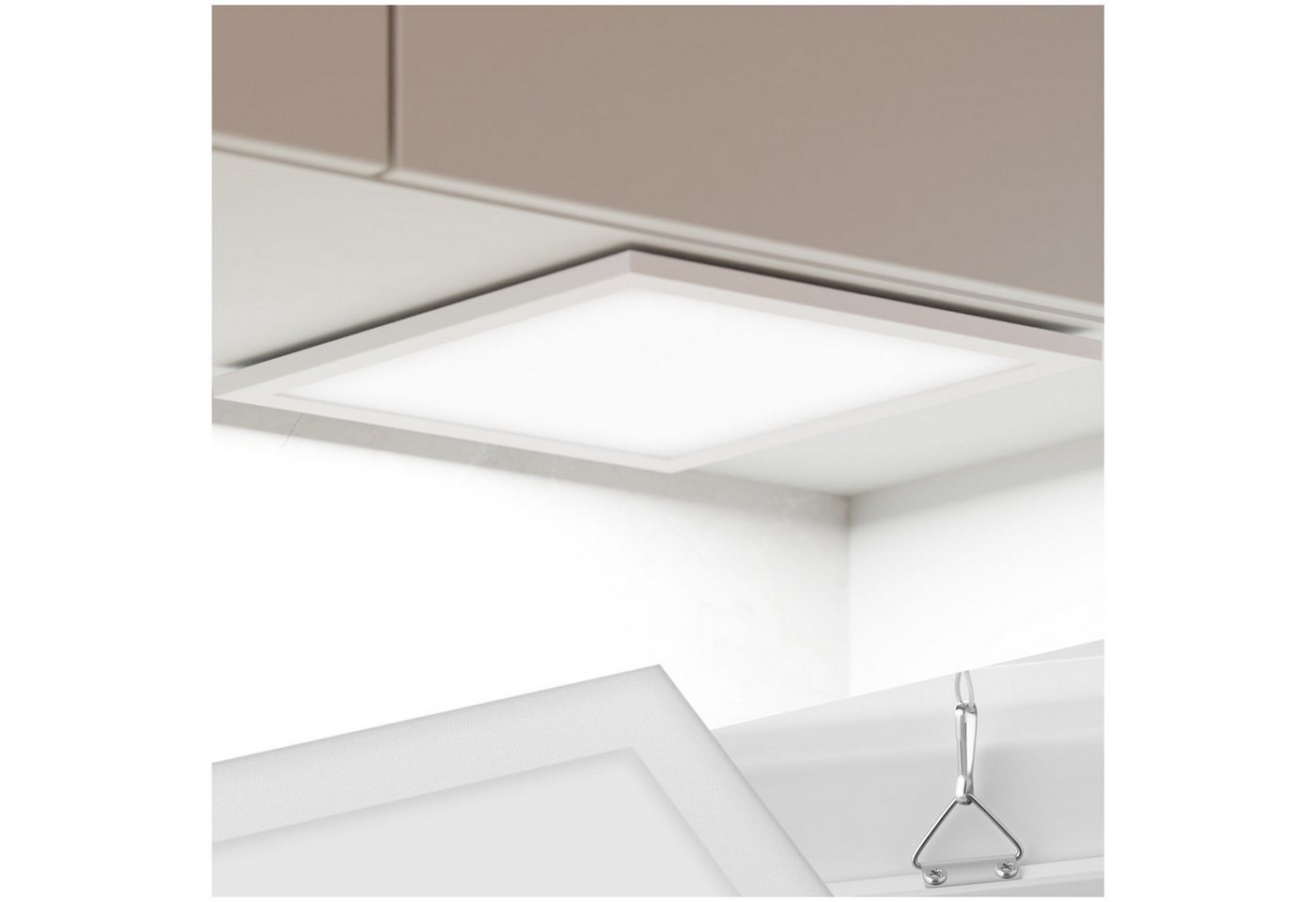 tectake Deckenleuchten LED Panel ultraflach, warmweiß, blendfrei, vielseitig, pulverbeschichteter Stahl, rechteckiges Design, inkl. Montageanleitung Bild 4