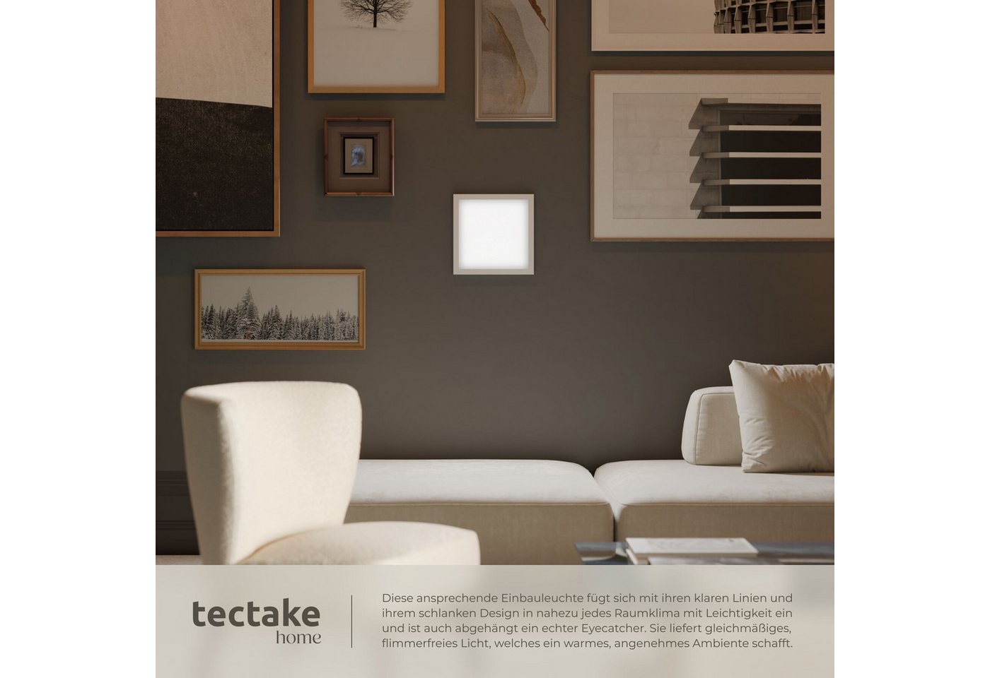 tectake Deckenleuchten LED Panel ultraflach, warmweiß, blendfrei, vielseitig, pulverbeschichteter Stahl, rechteckiges Design, inkl. Montageanleitung Bild 5