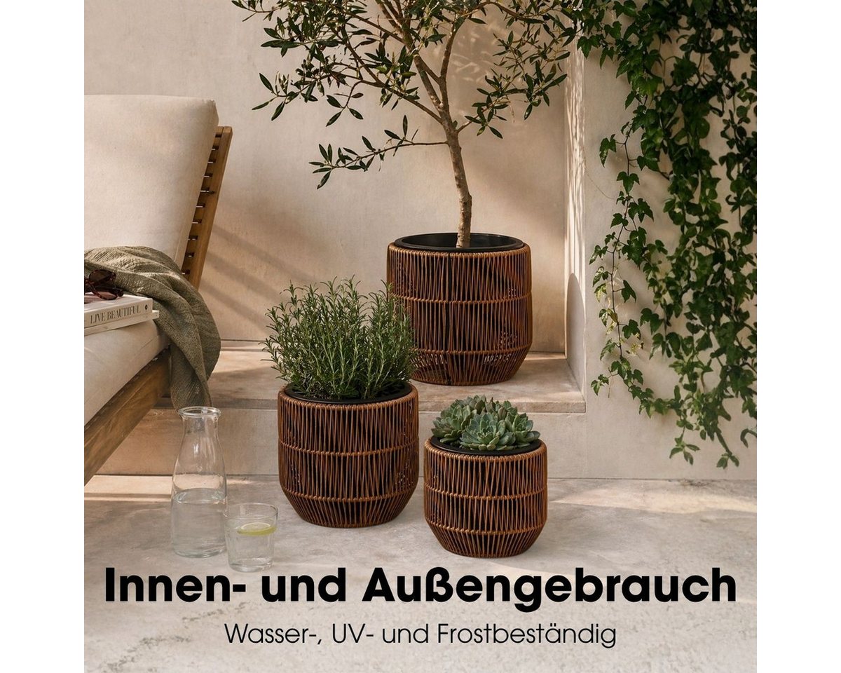 Mica Decorations Blumentopf Mica Decorations Peta Blumentopf – Set von 3 – Dunkelbraun