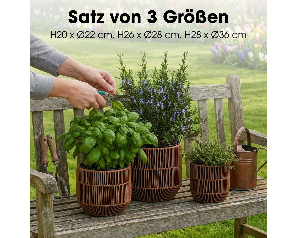 Mica Decorations Blumentopf Mica Decorations Peta Blumentopf – Set von 3 – Dunkelbraun Bild 2