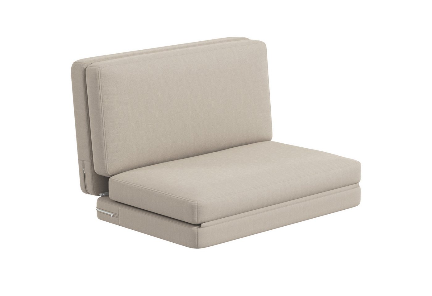 HOMCOM Sitzkissen 3-in-1 Klappbar Schlafsofa mit Samtoptik, für Schlafzimmer, Wohnzimmer, Beige