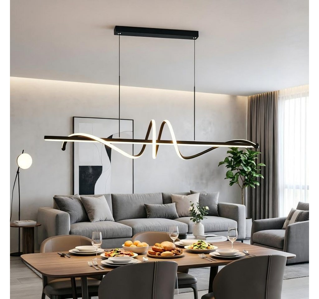 JDONG LED Pendelleuchte Schwarz 90cm Moderne Spirale höhenverstellbare Hängeleuchte, Pendelleuchten dimmbar mit Fernbedienung, flimmerfrei augenschonend, Kronleuchter 3000K–6000K Farbtemperatur, energiesparend für Esszimmer, Wohnzimmer, Kücheninsel & Gewerbe Bild 4