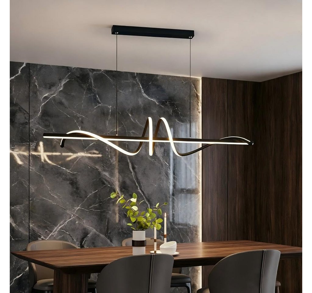 JDONG LED Pendelleuchte Schwarz 90cm Moderne Spirale höhenverstellbare Hängeleuchte, Pendelleuchten dimmbar mit Fernbedienung, flimmerfrei augenschonend, Kronleuchter 3000K–6000K Farbtemperatur, energiesparend für Esszimmer, Wohnzimmer, Kücheninsel & Gewerbe Bild 5