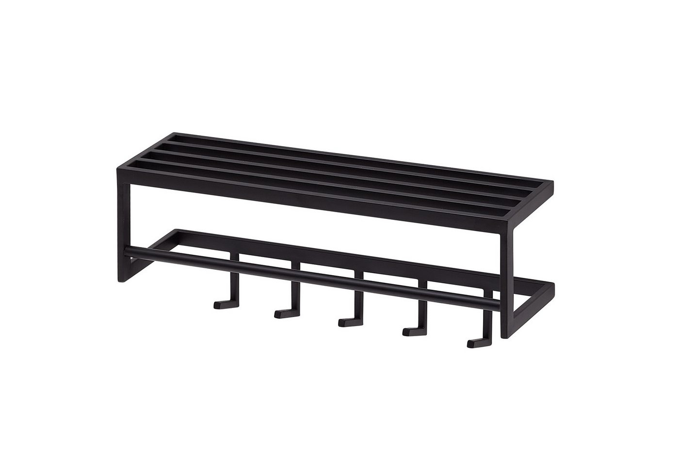 furnicato Garderobe Wandgarderobe mit Ablage 70x20x20 cm Schwarz (1 St), Garderobenständer mit Ablagefläche und massiven Haken für den Flur Bild 2