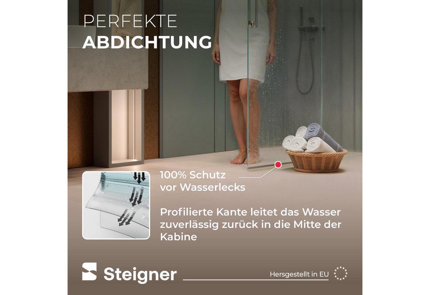 STEIGNER Duschdichtung Duschdichtung Gerade UK03 30 cm (1 Stk) Transparent 6-8 mm, L: 30 cm, (1 Stück Packung, Einzeldichtung), Dichtung für Eckeinstieg Dusche oder Fünfeckdusche mit Duschtür Bild 2