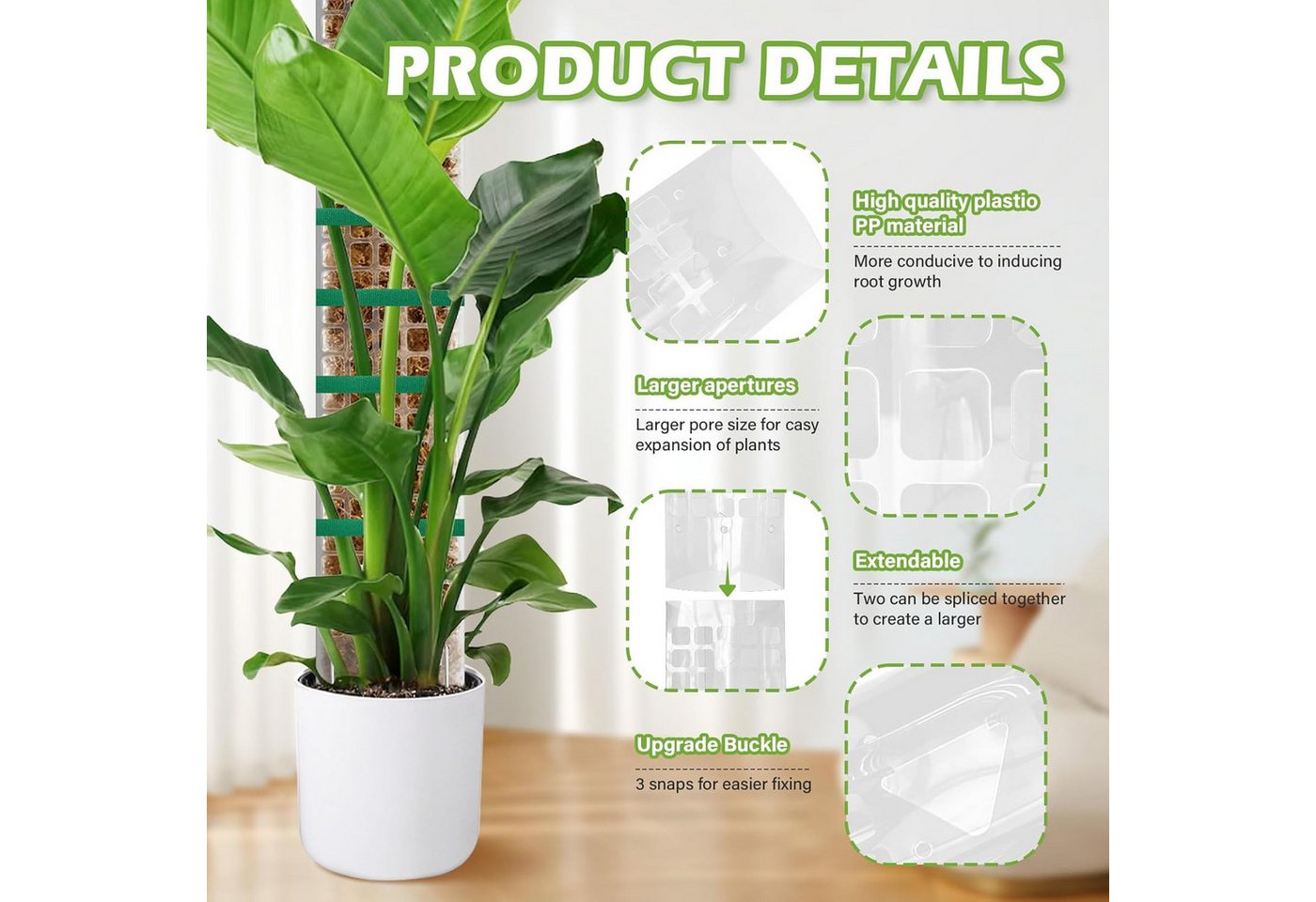 Kaket Rankhilfe Moosstab Rankhilfe für Monstera Stapelbare Transparent Rankhilfe, 4 St. Bild 3