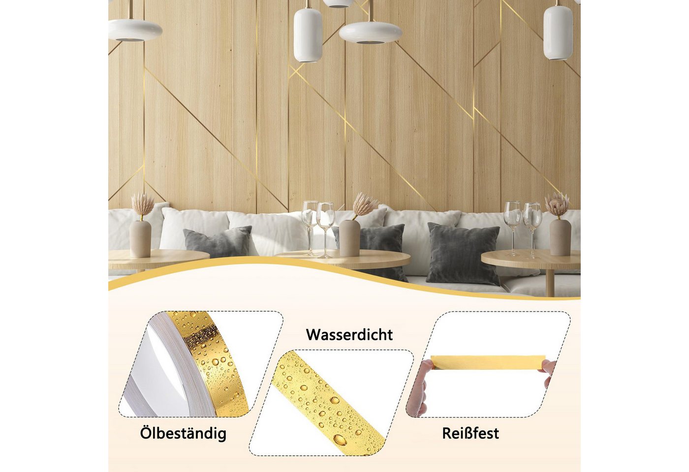 Coonoor Isoliertapete selbstklebende flexible Zierleiste Randleiste für Isoliertapeten, (1 St), Wasserdichte Nahtband Wanddekoration für Zuhause, Küche, Badezimmer Bild 5