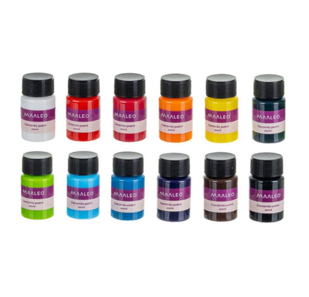 MAALEO Acrylfarbe Glas- und Keramikfarben Set 12 Stk ofenfeste Glasmalfarben für Porzell Bild 5