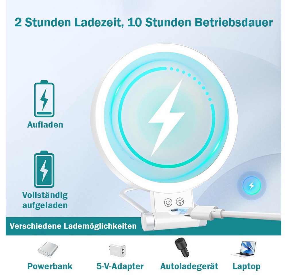 AFKSMILE Kosmetikspiegel Kosmetikspiegel mit Beleuchtung, 30X/1X Doppelseitig Schminkspiegel (1-St), 3 Farben Beleuchtungsmodi, Einstellbare Helligkeit, Tragbar & Klappbar