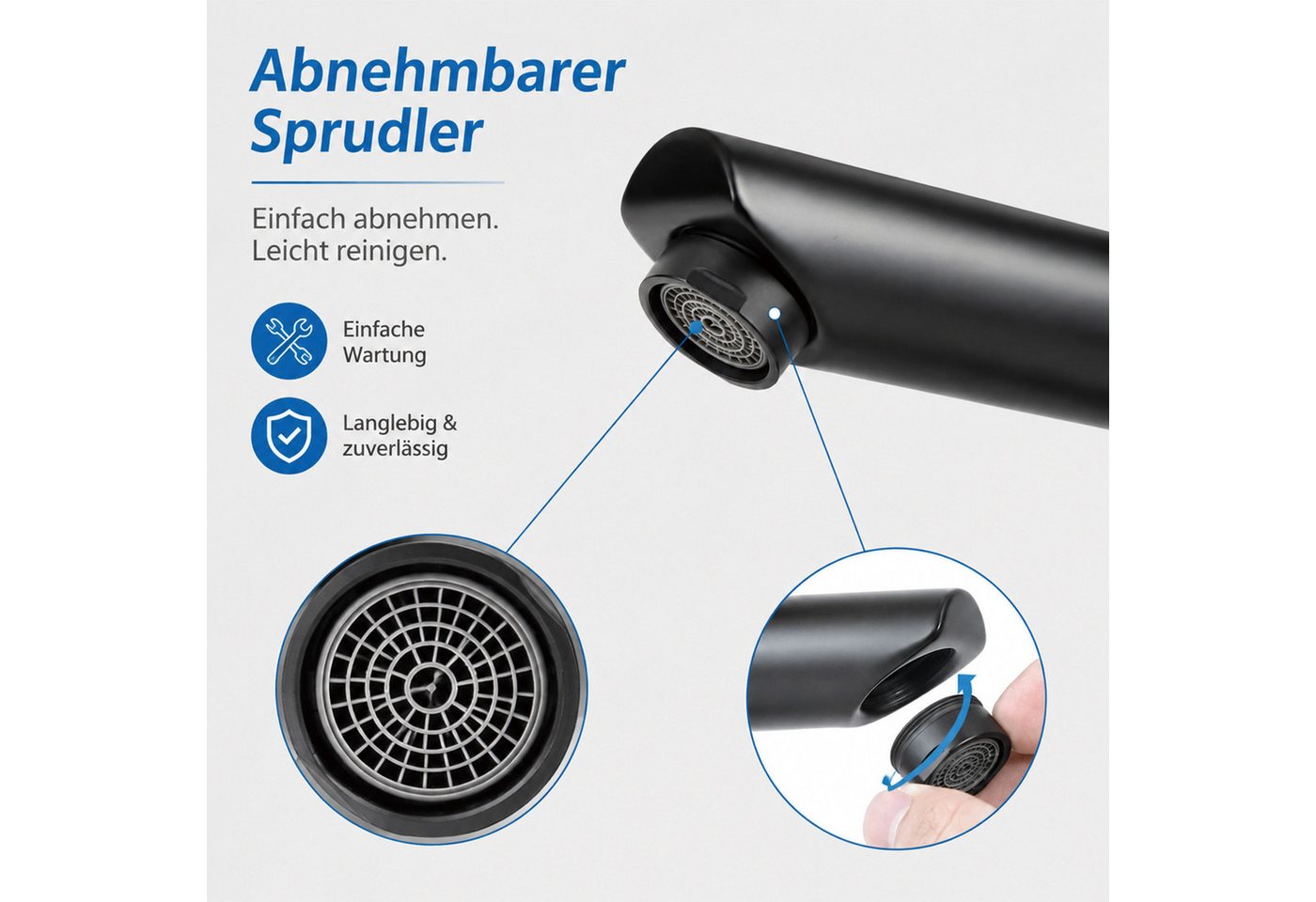 Ledklang Waschtischarmatur Schwarz/silber Badezimmer Waschbeckenmischer Einhebel Mischbatterie (Mischbatterie) für den Einsatz im Badezimmer Hotelbad oder Büro-Waschraum
