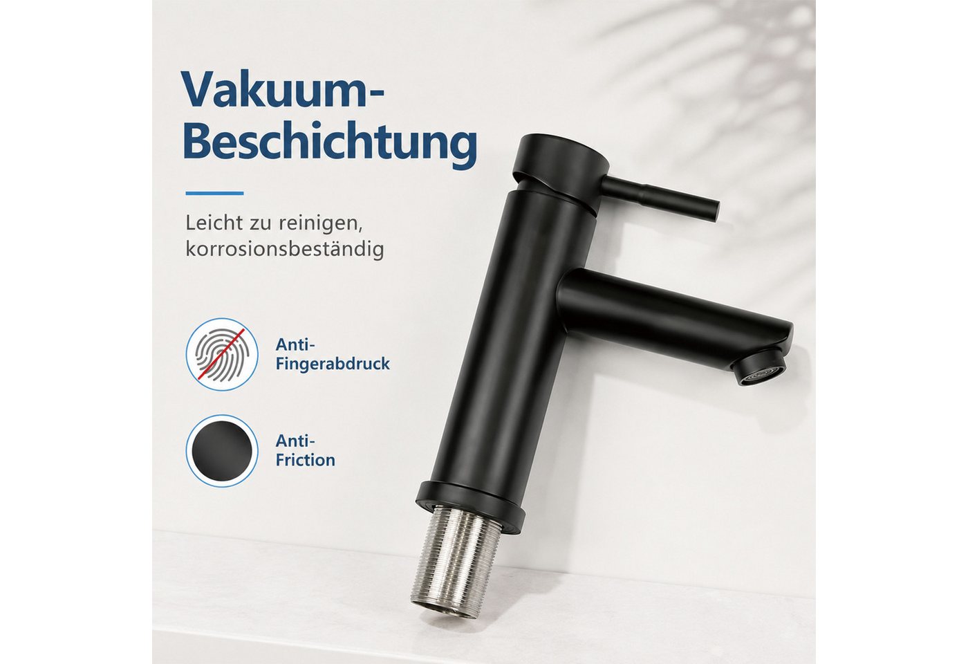 Ledklang Waschtischarmatur Schwarz/silber Badezimmer Waschbeckenmischer Einhebel Mischbatterie (Mischbatterie) für den Einsatz im Badezimmer Hotelbad oder Büro-Waschraum Bild 5