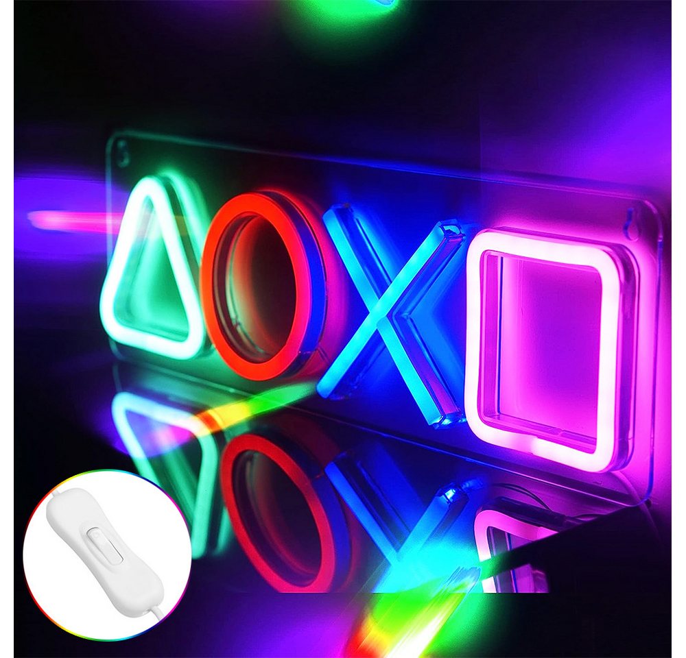Jibenhome LED Dekolicht Spiel Leuchtreklame Gaming Neon Schild Neonlicht, USB Plug-and-Play, Spieltaste Leuchtschild Bar Schild Neon Sign für Wand Room Party Deko Bild 3