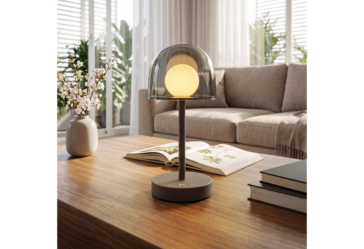 Nettlife LED Tischleuchte kabellos dimmbar Touch 3 Farbtemperaturen Akkubetrieb Nachttischlampe, für Schlafzimmer Wohnzimmer Arbeitszimmer Büros Bild 3