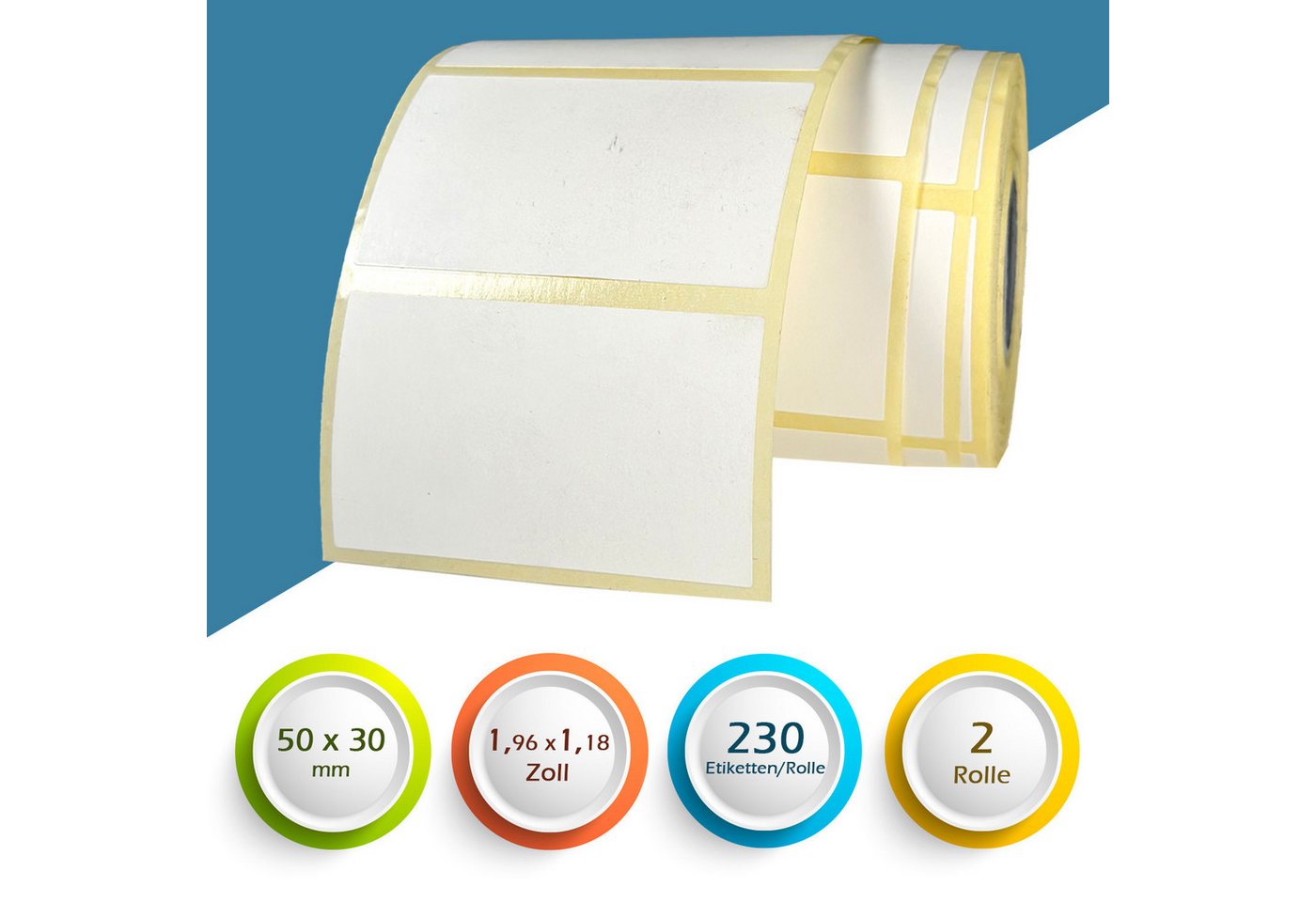 GoodMarkt Etiketten Thermo Etiketten 50 x 30 mm Selbstklebend auf Rolle, 230 Etiketten, Adressetiketten Haushaltsetiketten Bedruckbar Aufkleber für Büro Küche Bild 5