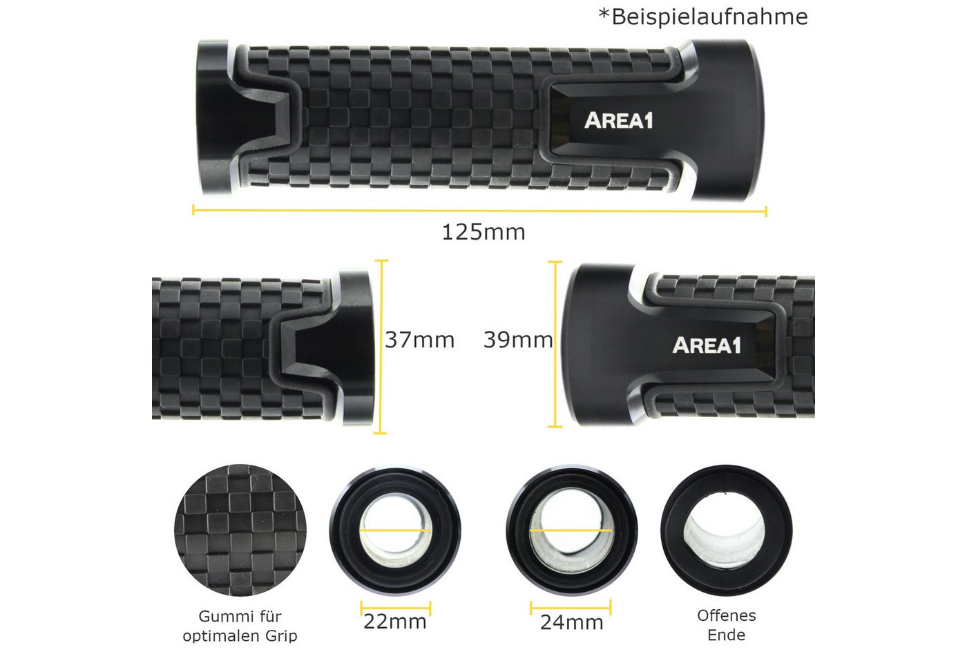 Area1 Griff für Motorrad / Roller Lenker mit 22 + 24-25mm Innendurchmesser