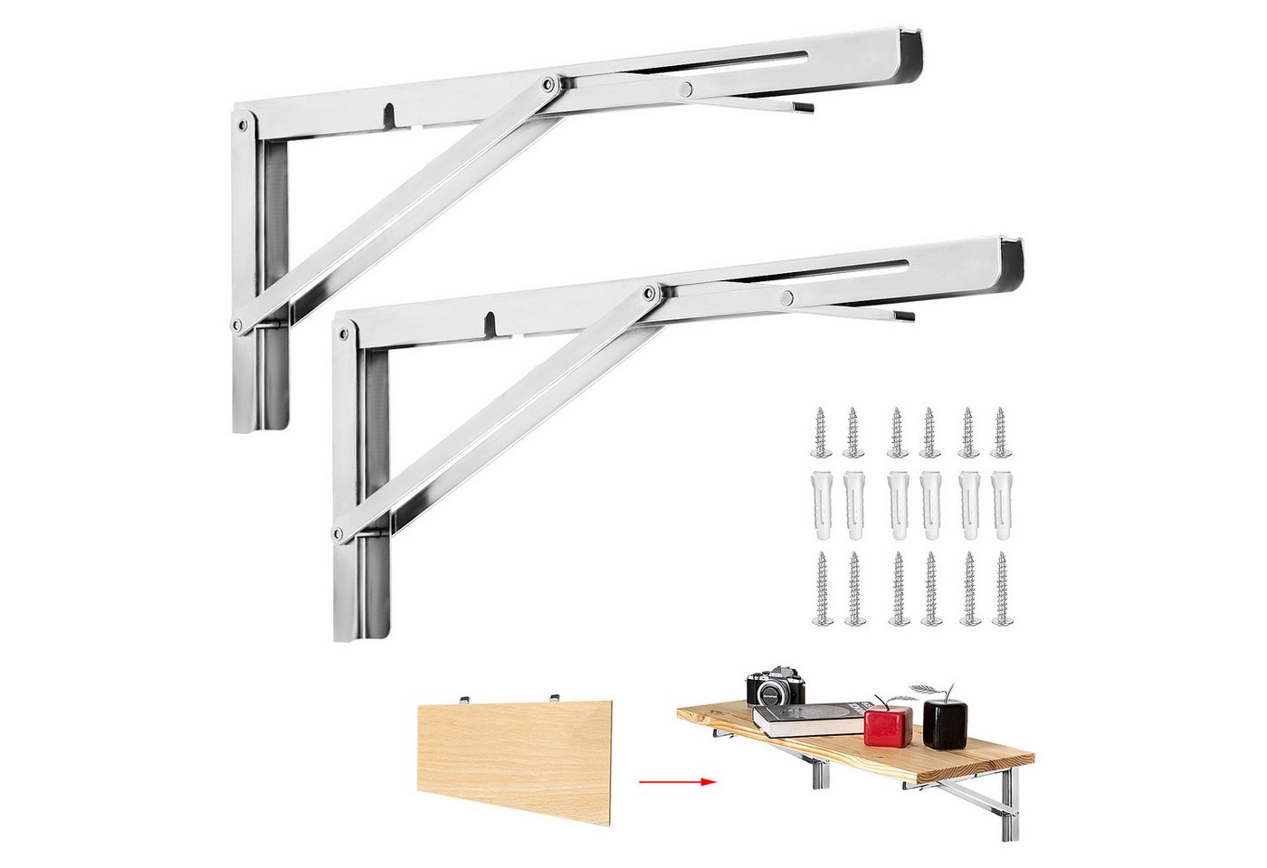Youyijia Unterstellregal 2STK Klappkonsole 400mm Edelstahl Regal Klammern Bild 2