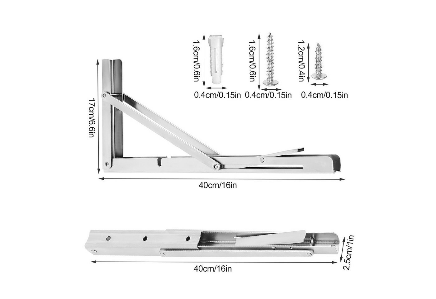 Youyijia Unterstellregal 2STK Klappkonsole 400mm Edelstahl Regal Klammern Bild 4