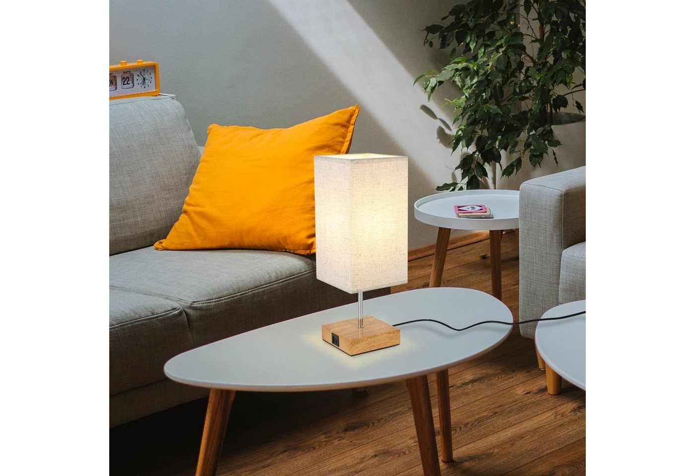 ZMH Tischleuchte Schlafzimmer Touch Nachttischlampe - Warmweiß Dimmbar, max. 40W,Stoffschirm Bild 2