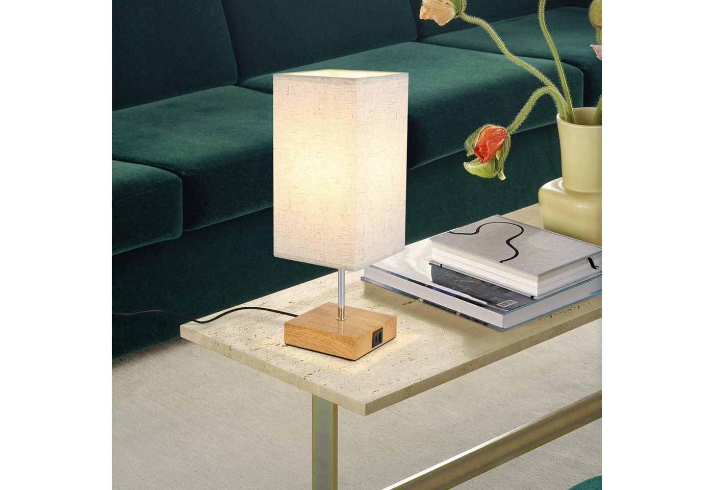 ZMH Tischleuchte Schlafzimmer Touch Nachttischlampe - Warmweiß Dimmbar, max. 40W,Stoffschirm Bild 4
