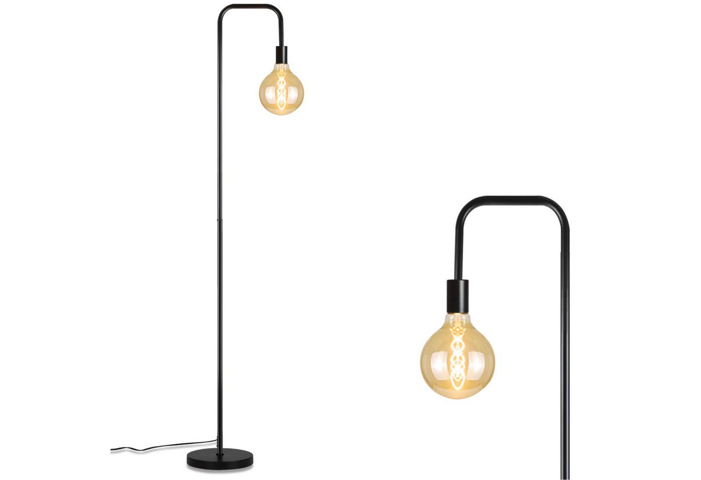 ZMH Stehlampe Vintage Schwarz mit Fußschalter Industrial Design aus Metall, ohne Leuchtmittel Bild 3