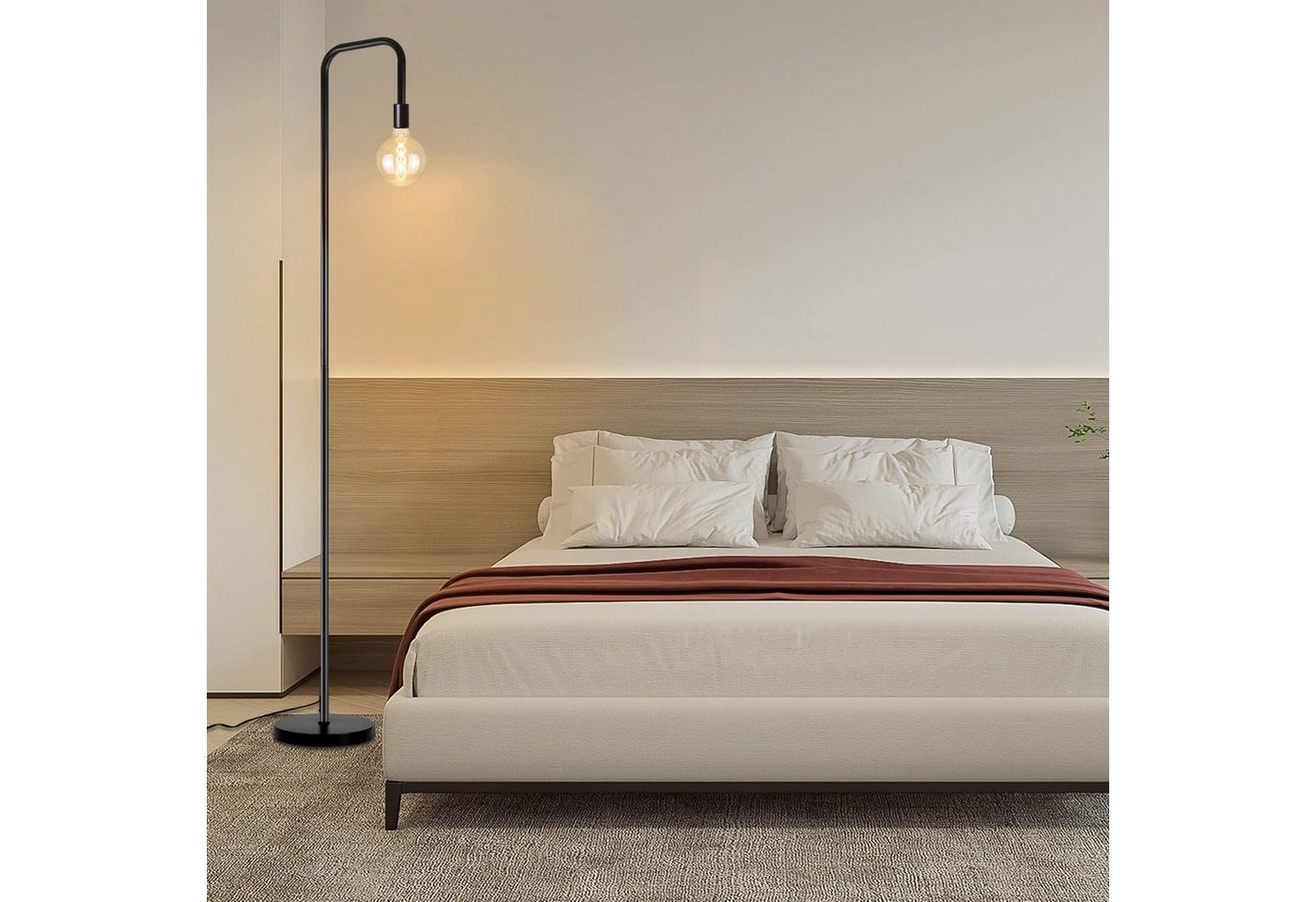 ZMH Stehlampe Vintage Schwarz mit Fußschalter Industrial Design aus Metall, ohne Leuchtmittel Bild 5