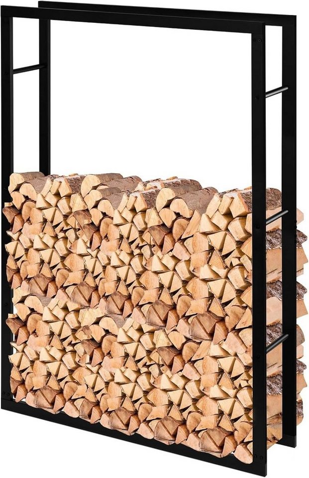 EUGAD Kaminholzregal, BxTxH:100x25x150 cm, (1-St), Innen Außen aus Metall für Kaminholz Bild 2