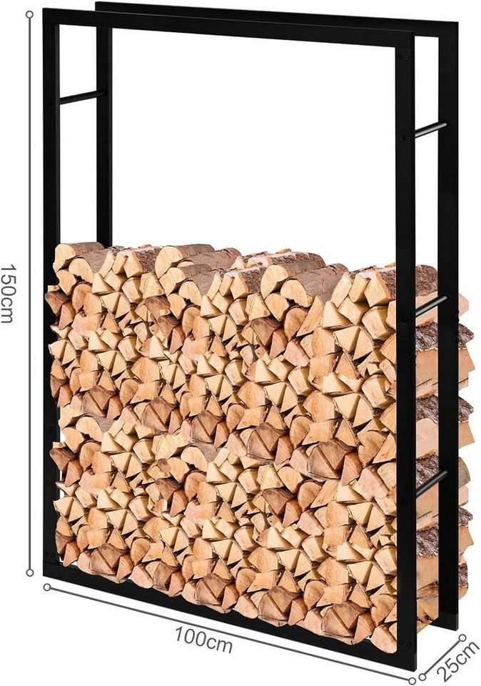 EUGAD Kaminholzregal, BxTxH:100x25x150 cm, (1-St), Innen Außen aus Metall für Kaminholz Bild 3
