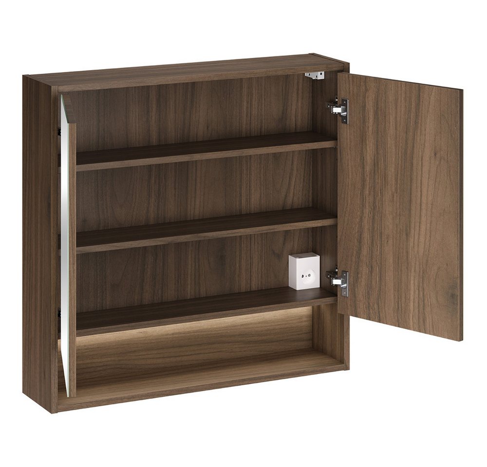 Lomadox Spiegelschrank VERZUOLO-56-WALNUT 80 cm breit in Walnuss, 2-türig, inkl. LED-Beleuchtung Bild 2