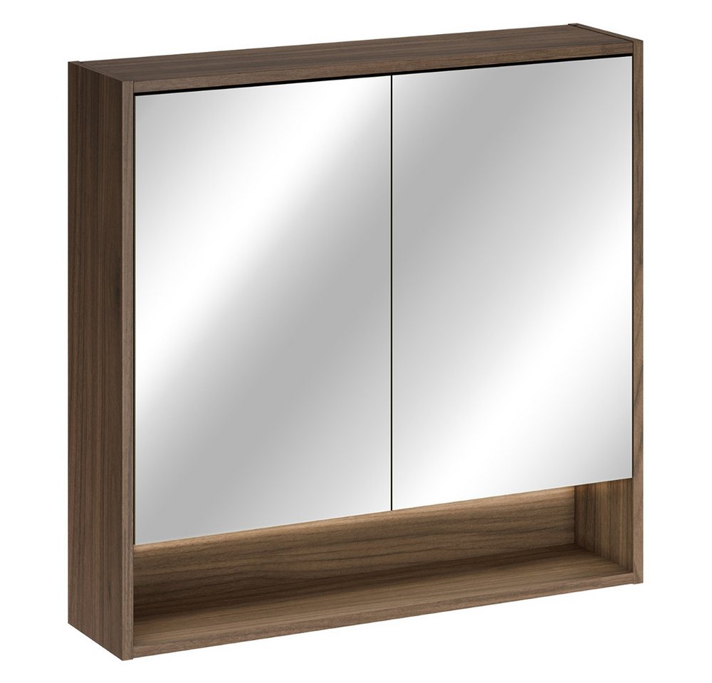 Lomadox Spiegelschrank VERZUOLO-56-WALNUT 80 cm breit in Walnuss, 2-türig, inkl. LED-Beleuchtung Bild 4